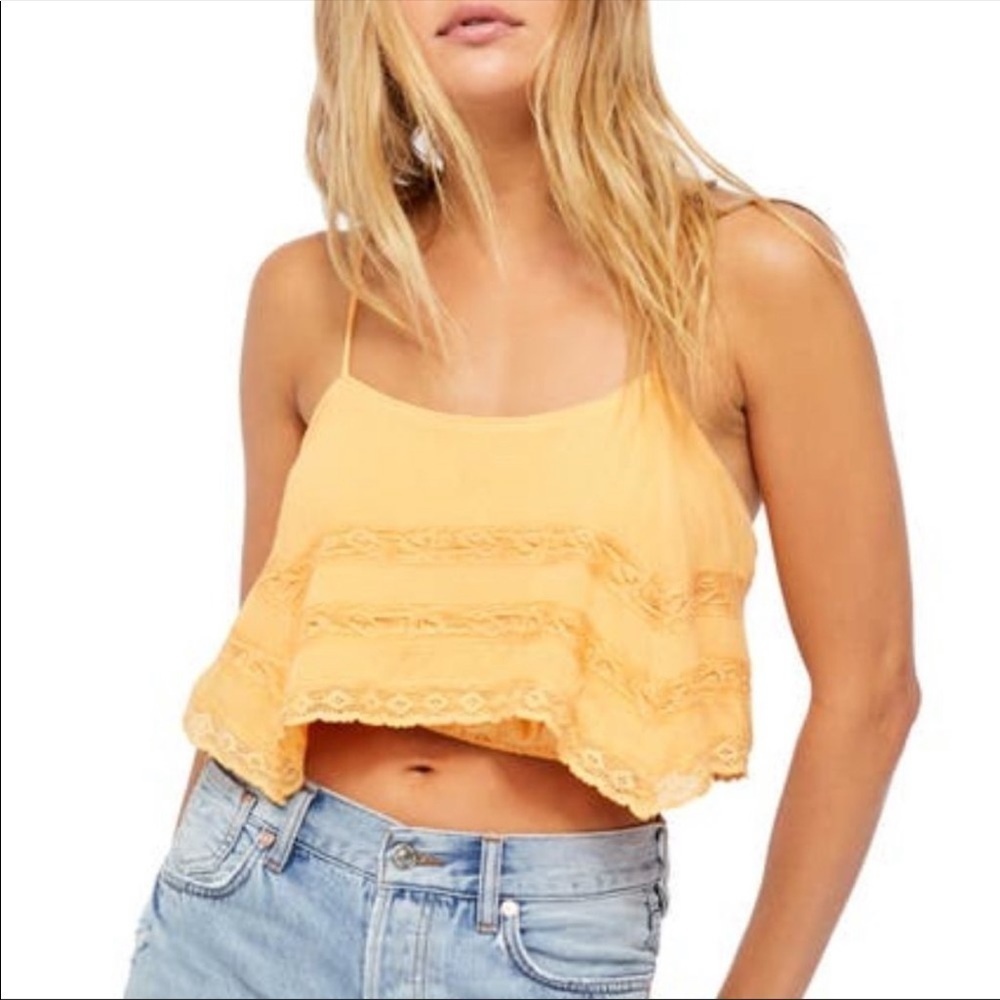 Free People | Home Again Cami Crop Top Orange M